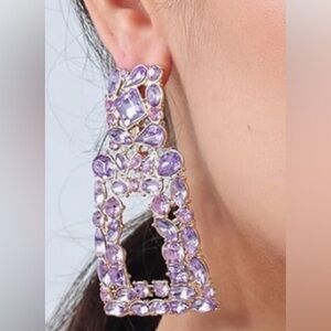 Sparkly Rhinestone Rectangle Dangle Earrings